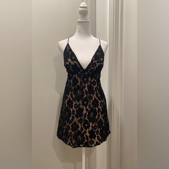 Free People Dangerous Love Black Lace Overlay Mini Dress - Picture 10 of 15